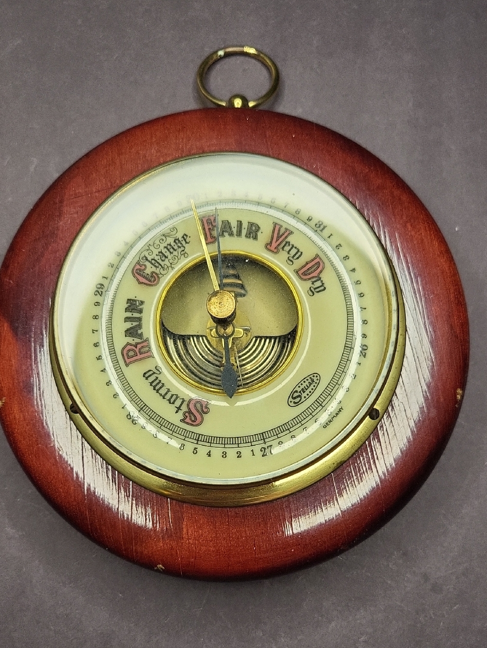 Stellar Works Mahogany and Gold Wall Barometer